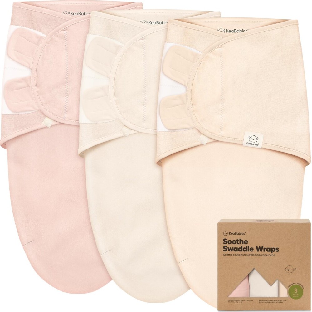 KeaBabies 3-Pack Organic Baby Swaddle Sleep Sacks - Swaddles for Newborns, Infant 0-3 Months, Baby Girls, Boys, Soft & Snug Newborn Sleep Sack, Nursery Swaddling Blankets (Angelic, XS)