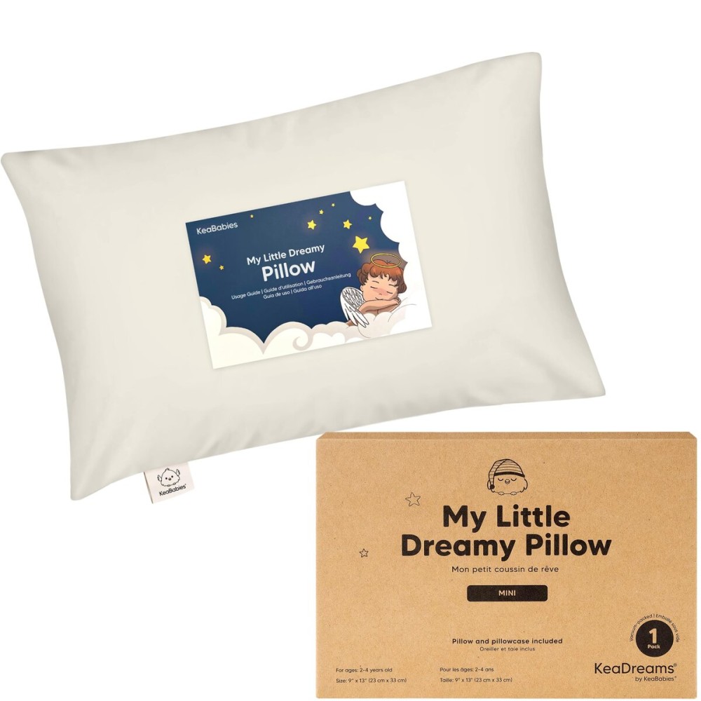 Mini Toddler Pillow with Pillowcase - 9x13 My Little Dreamy Travel Kids Pillow for Sleeping, Toddler Bed, Small, Tiny, Organic Cotton Pillowcase, Soft & Breathable, Kids 2-4 Years Old (Clay)