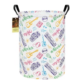 HUNRUNG Laundry Hamper,Large Canvas Fabric Lightweight Storage Basket Toy Organizer Dirty Clothes Collapsible Waterproof for College DormsRound-Musical instrument