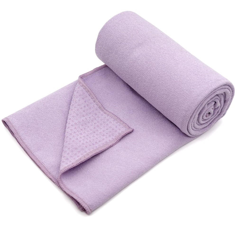 Eunzel Yoga Towel,Hot Yoga Mat Towel with Grip Dots Sweat Absorbent Non-Slip for Hot Yoga, Pilates and Workout 24 x72, Taro Purple