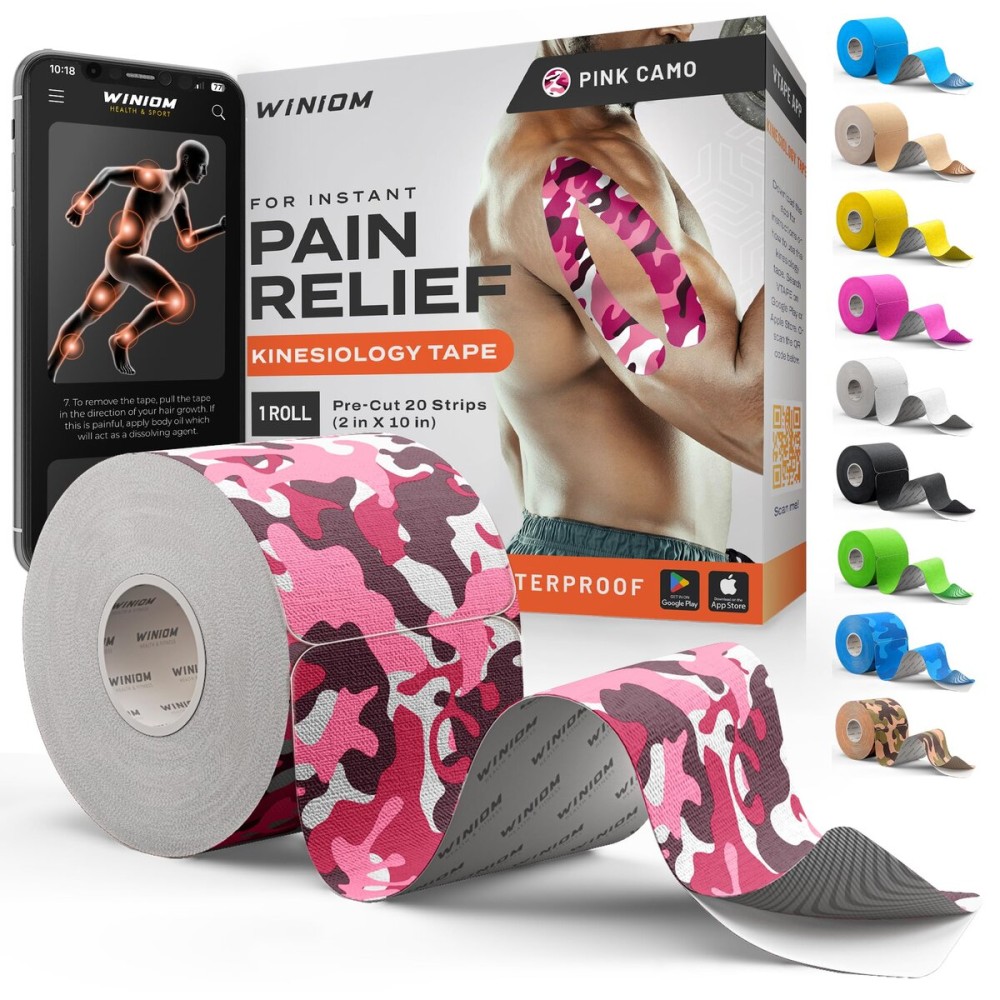 Kinesiology Tape-Incredible Support for Athletic Sports and Recovery + Free Taping Guide - Pre-Cut 2 inch 16.4 feet (Wild Pink Camo + Free Taping Guide, 1 Pack)