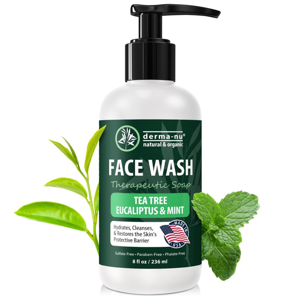 Gentle Face Wash for Men & Women - Hydrating Facial Cleanser for Eczema, Psoriasis & Sensitive Skin - Fights Redness, Oil & Breakouts - pH-Balanced & Perfect for Oily, Blemish-Prone Skin - 8oz