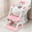 SKYROKU Potty Training Seat for Toddlers - 2-in-1 Adjustable potty ladder with Step Stool, Anti-Slip Cushion, Splash Guard & Extra-Wide Pedals, Supports 200+ lbs, Ideal for Boys & Girls (8899-Pink)