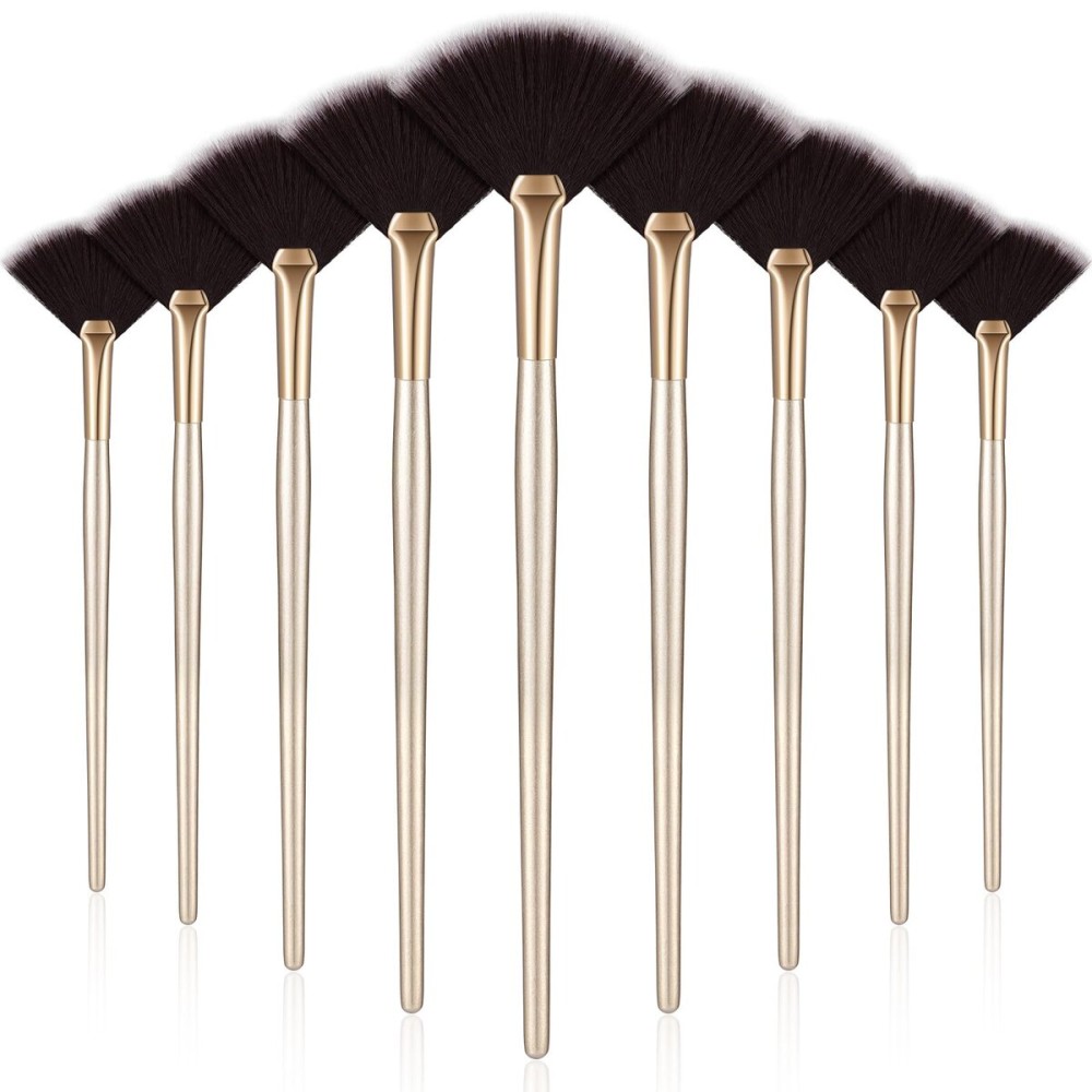 9 Pieces Facial Fan Mask Brushes, Soft Facial Applicator Brushes Tools for Peel Glycolic Makeup for Mud Cream(Brown)