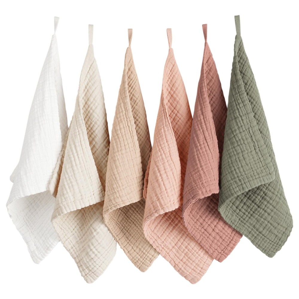 Konssy 6 Pack Face Cloths, Soft Wash Cloth for Washing Face, Cotton Face Towels for Sensitive Skin Women Facial Makeup Remover Reusable Absorbent Washcloths 11 x 11 Inch