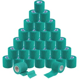 KISEER 30 Pack 2 Inch x 5 Yards Green Self Adhesive Bandage Breathable Cohesive Bandage Wrap Rolls Elastic Self-Adherent Tape for Stretch Athletic, Sports, Wrist, Ankle