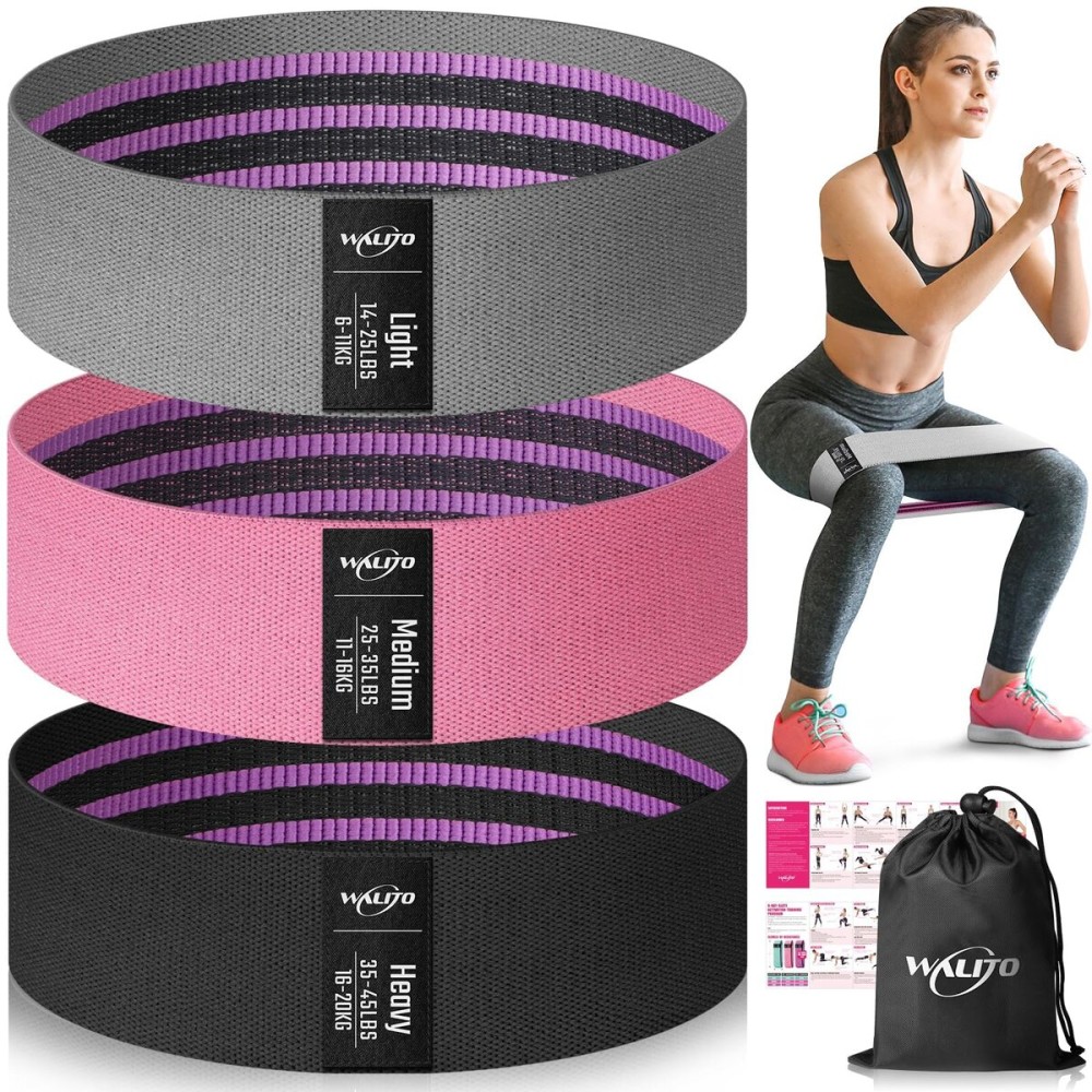 WALITO Resistance Bands for Legs and Butt, Fabric Exercise Loop Bands Yoga, Pilates, Rehab, Fitness and Home Workout, Strength Band for Booty