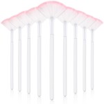 9 Pieces Facial Fan Mask Brushes, Soft Facial Applicator Brushes Tools for Peel Glycolic Makeup for Mud Cream(White Pink)