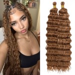Eerya Long Curly Braiding Hair 20 Inch 2 Packs Deep Ocean Wave Crochet Hair for Black Women Deep Wave Braiding Hair for Boho Braids20 inch, 30