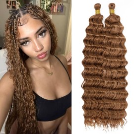 Eerya Long Curly Braiding Hair 20 Inch 2 Packs Deep Ocean Wave Crochet Hair for Black Women Deep Wave Braiding Hair for Boho Braids20 inch, 30