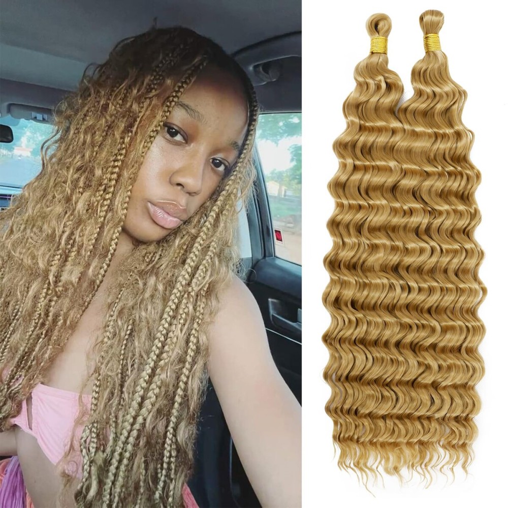 Eerya Long Curly Braiding Hair 20 Inch 2 Packs Deep Ocean Wave Crochet Hair for Black Women Deep Wave Braiding Hair for Boho Braids20 inch, 27