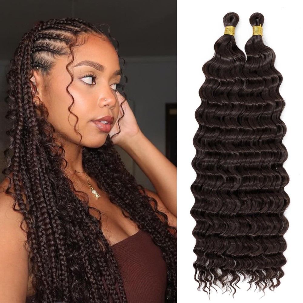 Eerya Long Curly Braiding Hair 20 Inch 2 Packs Deep Ocean Wave Crochet Hair for Black Women Deep Wave Braiding Hair for Boho Braids20 inch, 4