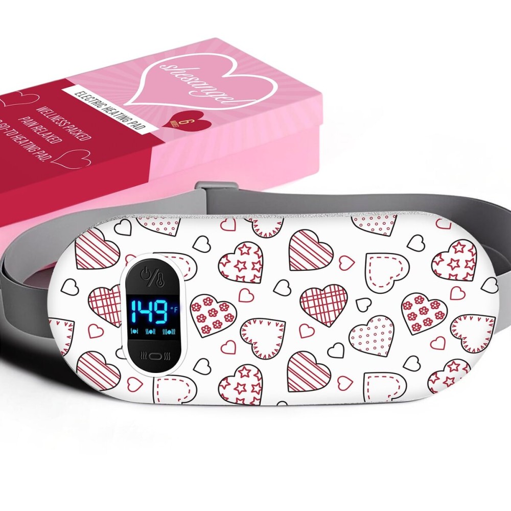 Portable Heating Pad for Period Cramps: Menstrual Heating Pad with Unique Design, Fast Heating Pad with 6 Heat Levels and 6 Massage Modes, Gifts for Her, Women, Teens and Girls