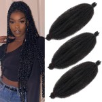 18 Inch Springy Afro Twist Hair 3 Packs Pre Fluffed Spring Twist Hair Pre Stretched Wrapping Hair Marley Twist Braiding Hair Cuban Twist Crochet Braiding for Soft Locs Hair Extensions For Black Women