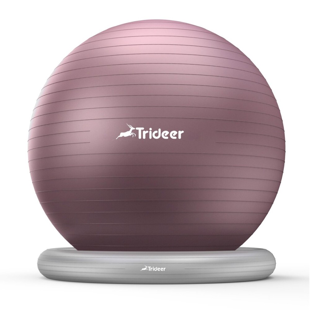 Trideer Exercise Ball for Office Desk, Yoga Ball Chair to Relieve Back Pain, Stability & Fitness Ball Seat with Base, Home Gym Core Workout, Abs, Stretching & Therapy