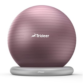 Trideer Exercise Ball for Office Desk, Yoga Ball Chair to Relieve Back Pain, Stability & Fitness Ball Seat with Base, Home Gym Core Workout, Abs, Stretching & Therapy