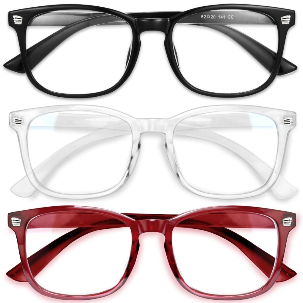 Gaoye Stylish Blue Light Glasses for Woman - Computer Glasses for Blue Light Blocking - Lightweight Frames - 3 pack