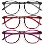 IBOANN Chic & Comfy Blue Light Glasses for Women - 3-Pack Round Frames, Screen-Ready Style with UV Protection Coating