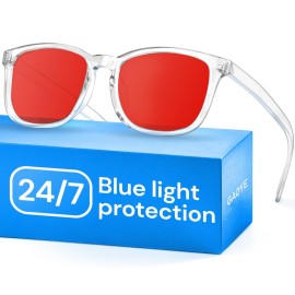 Gaoye Transparent with Red Lenses Blue Light Glasses for Computer & Gaming - Anti UV Ray Lenses, Scratch-Resistant & Comfort Fit