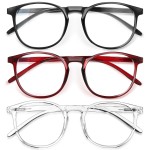 IBOANN Chic & Comfy Blue Light Glasses for Women - 3-Pack Round Frames, Screen-Ready Style with UV Protection Coating