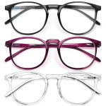 IBOANN Chic & Comfy Blue Light Glasses for Women - 3-Pack Round Frames, Screen-Ready Style with UV Protection Coating