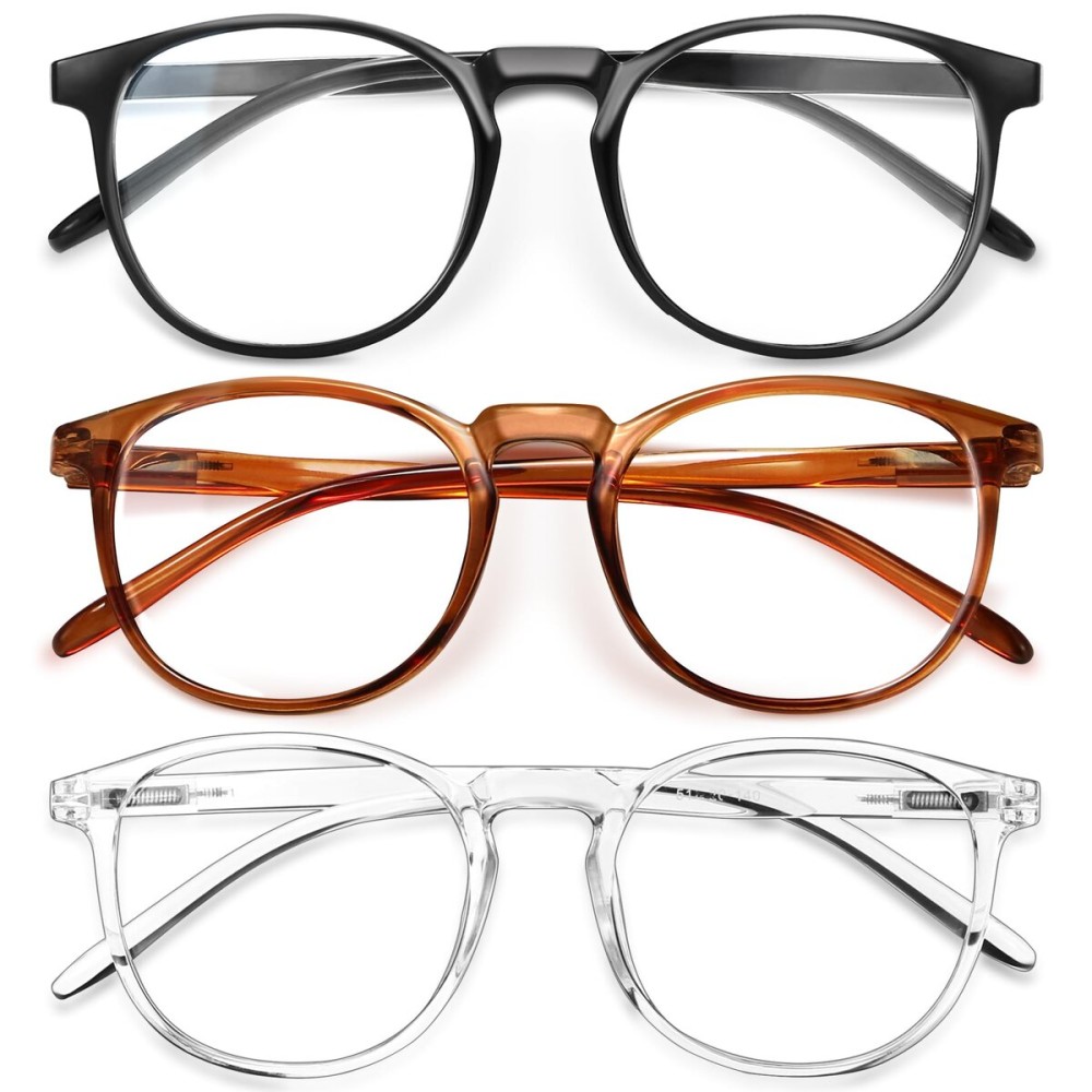 IBOANN Chic & Comfy Blue Light Glasses for Women - 3-Pack Round Frames, Screen-Ready Style with UV Protection Coating