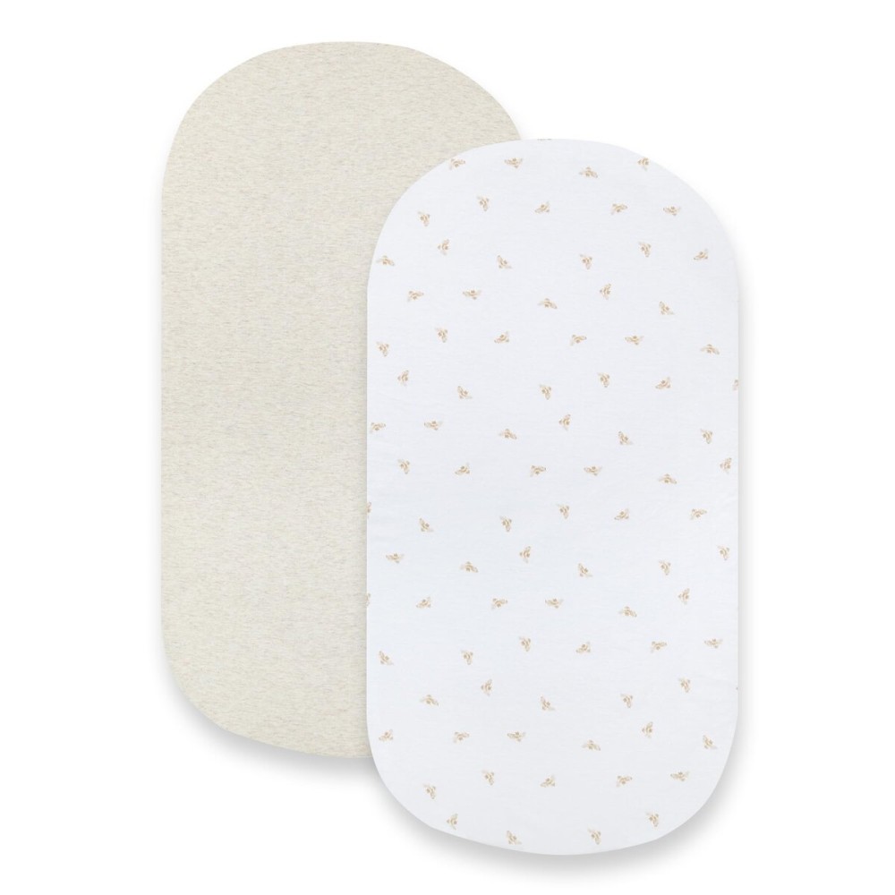 Bassinet Sheet, Infant Fitted BEESNUG Cover, 100% Organic Cotton, Soft Unisex Newborn Essentials for All Standard Oval or Rectangle Bassinet Bed Pads or Mattresses - 15 x 33 Inches