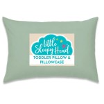 Little Sleepy Head Toddler Pillow with Pillowcase 13x18 - Kids Pillow for Sleeping - Better Neck Support Ergonomic Pillow and Toddler Pillowcase - Best Pillows for Kids (Sage)