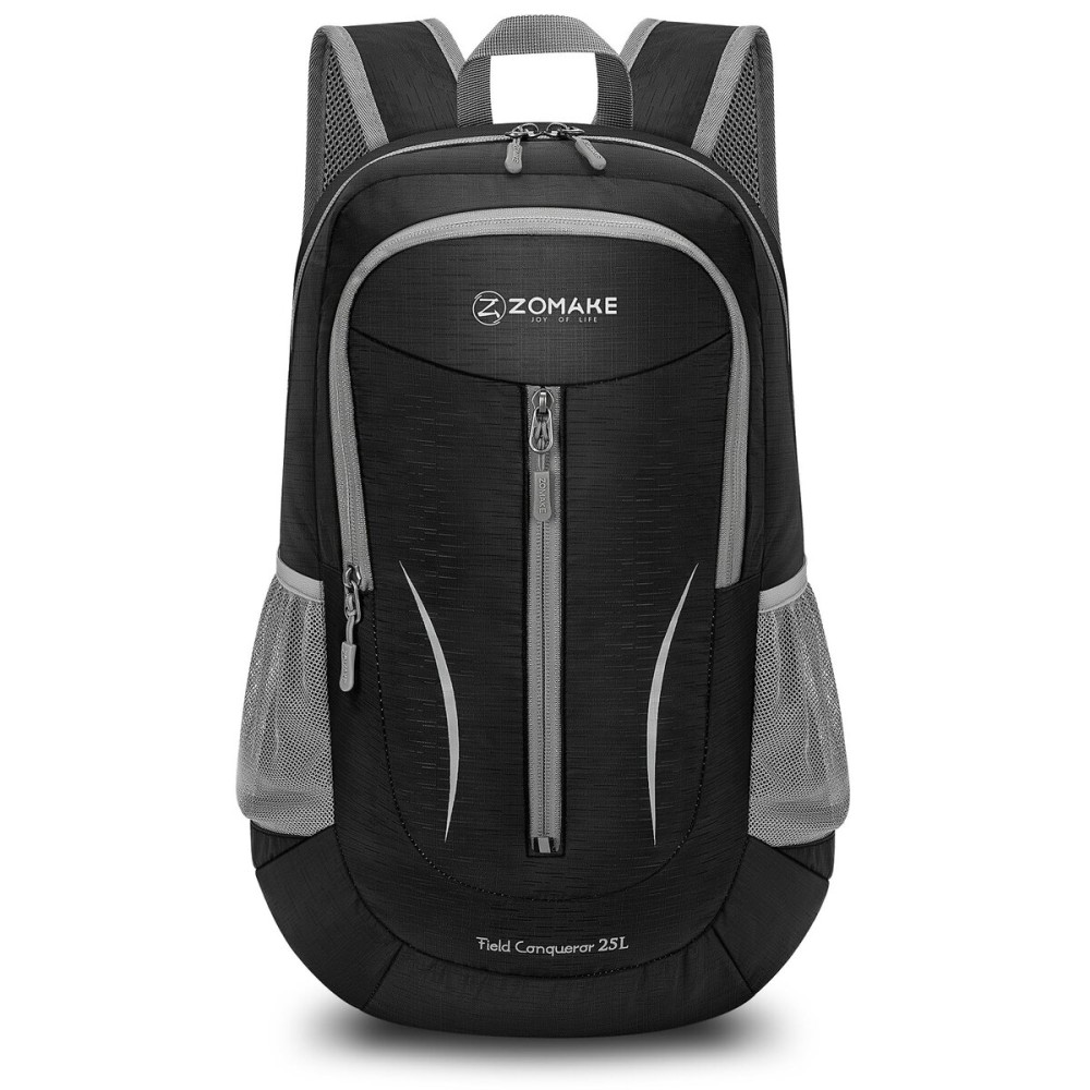 ZOMAKE Ultra Lightweight Packable Backpack 25L, Foldable Hiking Backpacks Water Resistant Small Folding Daypack for Travel(Solid Black)