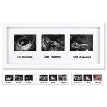 IHEIPYE Triple Sonogram Pregnancy Frame - Baby Ultrasound Picture Frame with Story for Expecting Parents, Baby Grow Through All Three Trimesters Frame, Nursery Decor, White