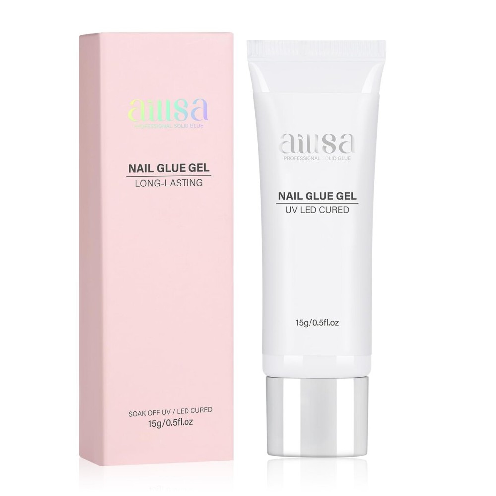 AILLSA Solid Gel Nail Glue for Nail Tips Super Strong Gel Glues Professional Fake Acrylic Soft Nails Glue U V Lamp Curing Needed - Long Lasting 15g / 0.5fl.oz