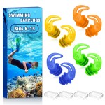 Waterproof Ear Plugs for Swimming Kids - 4 Pairs Reusable Silicone Swimming Ear Plugs for Children Ages 6-14, Keep Ear Water Out, Surfing, Bathing, Water Sports