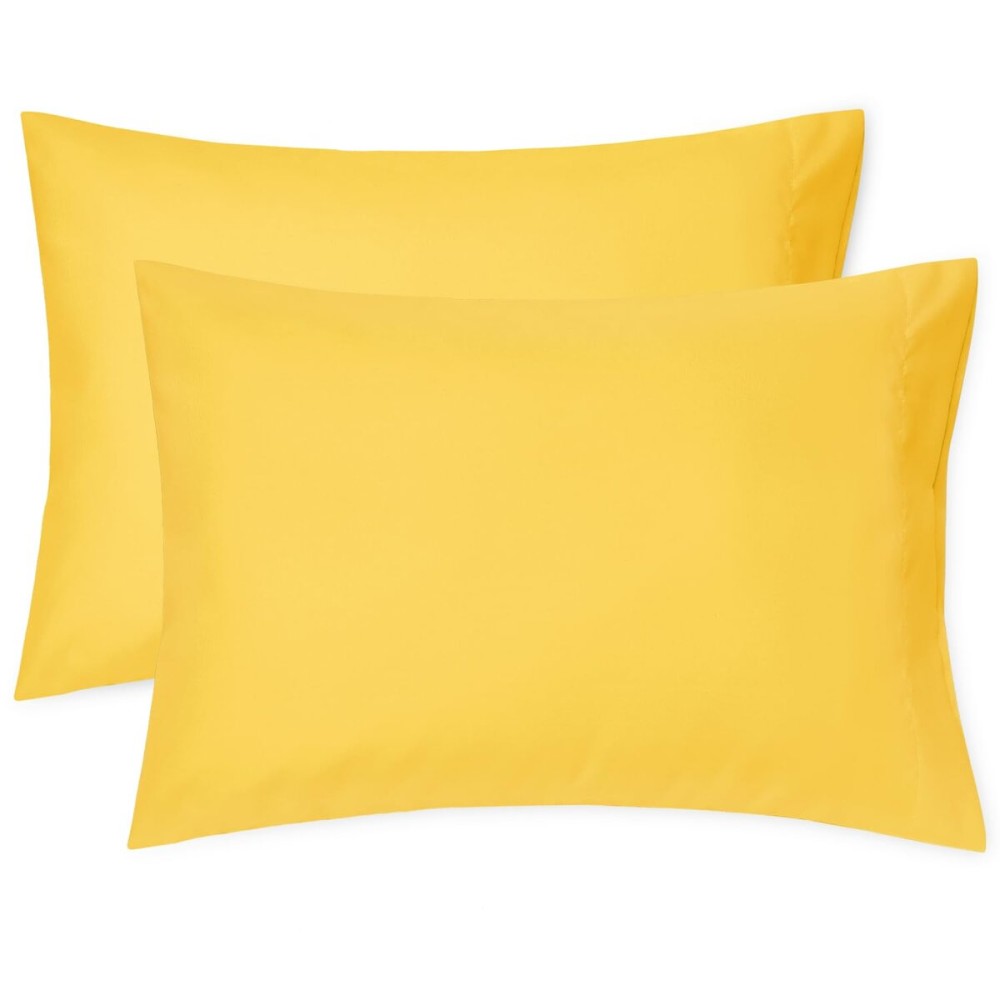 EXQ Home Toddler Pillowcases 13x18 Travel Pillow Case Set of 2, Small Pillow Case Fits Baby Pillow Sized 12x16, 13x18, Kids Pillowcases 2 Pack Machine Washable with Envelope Closure (Yellow)