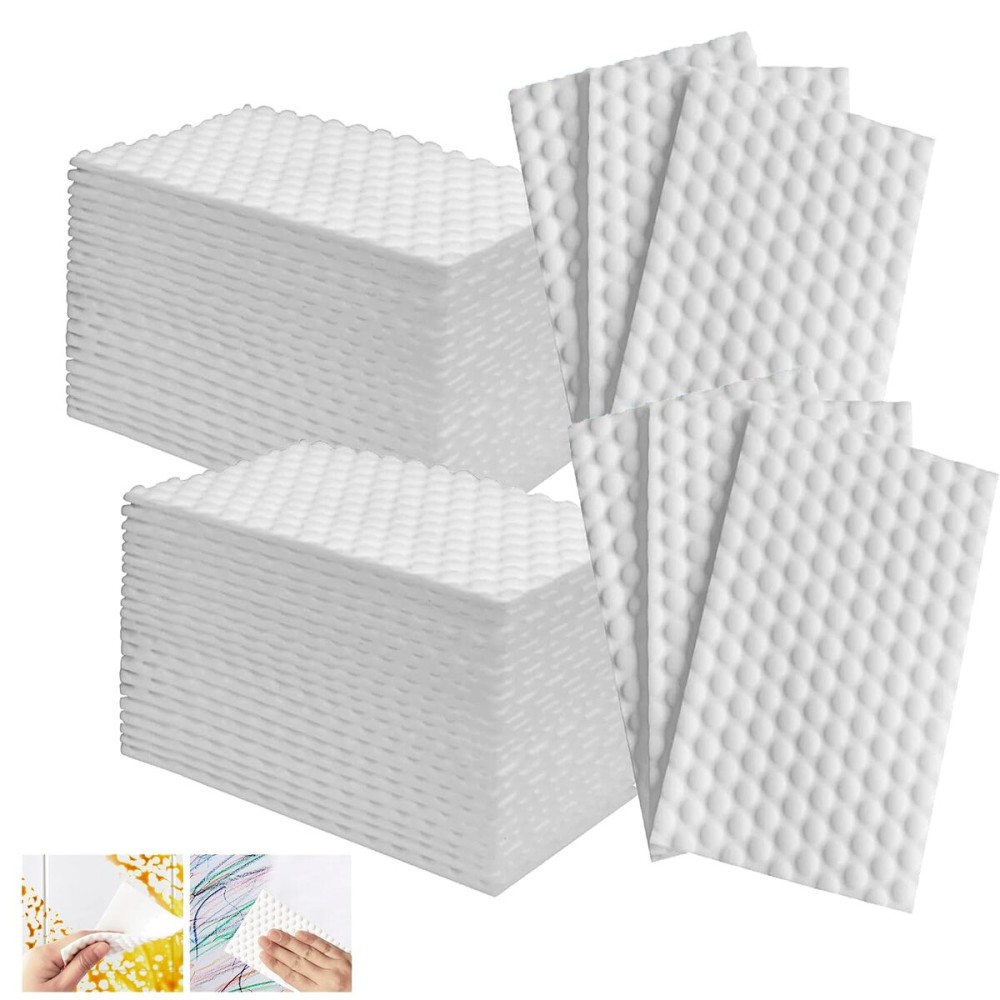 Magic Sponge Eraser Sheets, 96Pcs All-Purpose White Melamine Sponge Cleaner Convex Point Sheet, Thin Disposable Magic Cleaning Pads Wipes for Furniture Kitchenware, Hard-to-Reach Places, Shoe