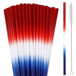 JANYUN 30 Pcs 4th of July Straws, Reusable Plastic Patriotic Straw Red White Blue Drinking Fourth of July Party Favors Accessories for Independence Day Memorial Day Party Supplies