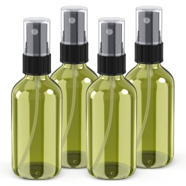 Wedama 4 oz Mini Glass Spray Bottles, Empty Small Spray Bottles with Funnel Dropper, Fine Mist for Hair, Travel, Plants, Cleaning Solutions and Skin Care (4 Pack Olive Green)