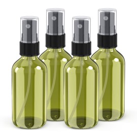 Wedama 2 oz Mini Glass Spray Bottles, Empty Small Spray Bottles with Funnel Dropper, Fine Mist for Hair, Travel, Plants, Cleaning Solutions and Skin Care (4 Pack Olive Green)