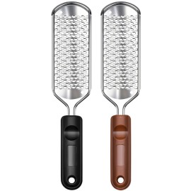 2 Pcs Foot Files Callus Remover, Stainless Steel Professional Pedicure Foot Rasp Scrubber Foot Care Tools to Removes Hard Skin Corns for Dry and Wet Fee