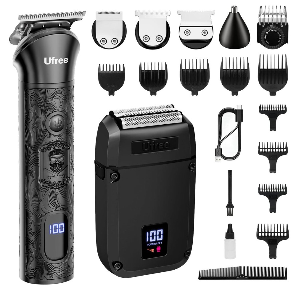Ufree Beard Trimmer for Men, Foil Shaver Electric Razor, Shavers for Body Face Nose Ear, Cordless Hair Trimmer, Professional Hair Clippers, Mustache Grooming Kit Birthday Gifts for Men