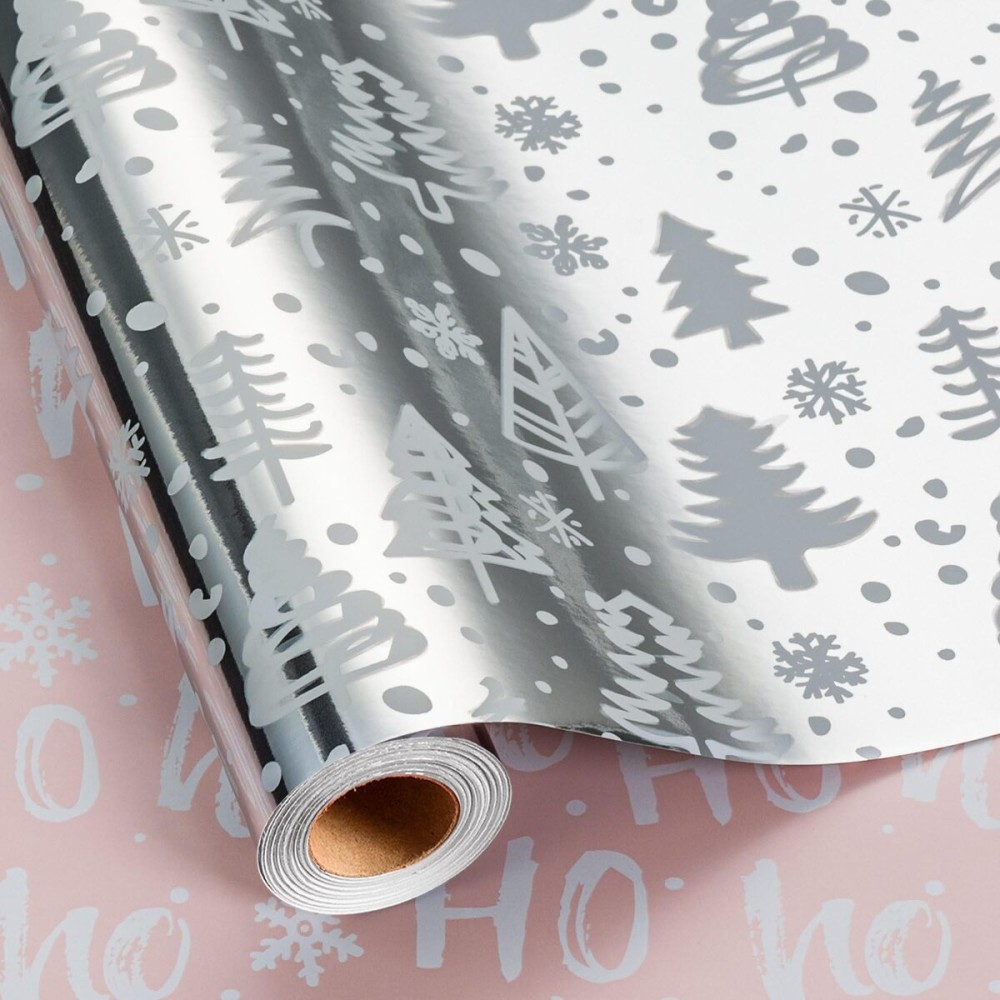 MAYPLUSS Christmas Wrapping Paper Roll - 17IN X 33FT - Christmas Gift Wrapping Paper Featuring Tree Snowflake Reversible HO for Kids, Holiday, New Year