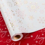 MAYPLUSS Christmas Wrapping Paper Roll - 17IN X 33FT - Christmas Gift Wrapping Paper Featuring Pink and Gold Snowflake Against White Reversible Red for Kids, Holiday, New Year