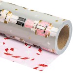 WRAPAHOLIC 30 Inch Reversible Nutcracker Christmas Wrapping Paper - 30 Inch x 33 Feet - Nutcracker and Candy Cane Design Printed on Pearlized Paper for Chrsitmas, Holiday, Party Celebration