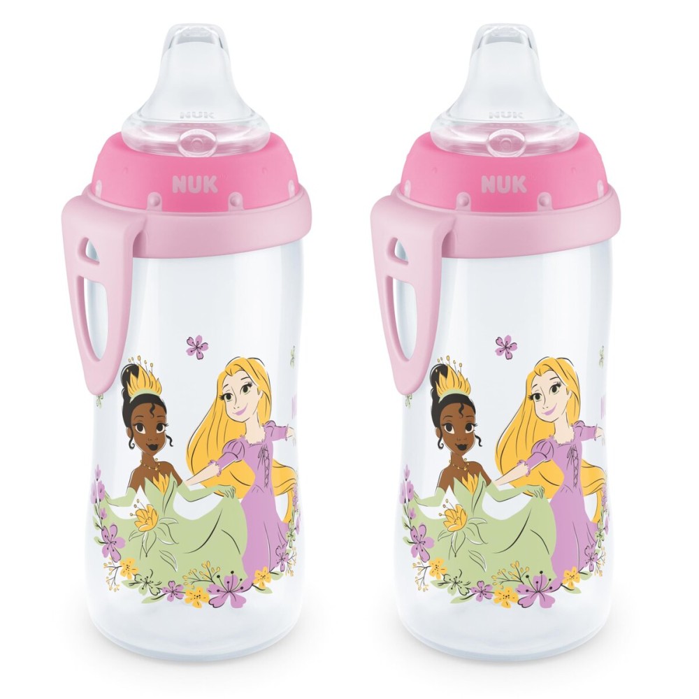 NUK Active Sippy Cup, 10 oz, 2 Pack, Disney Princess, BPA-Free, Soft Spout, Spill-Proof Cup