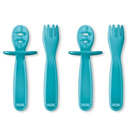 NUK Pretensil Dipper Spoon & Fork Set, Baby & Toddler Self-Feeding Utensils, Easy-Grip, Mess-Reducing Design, 4 Pack