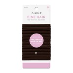 Gimme Beauty Fine Hair Elastic Bands - Slim-Fit Elastic Ties for Fine, Brittle, or Bleached Hair - No-Dent, Gentle-Grip Ponytail Holders for All-Day Comfort - 12 Pack, Dark Brown