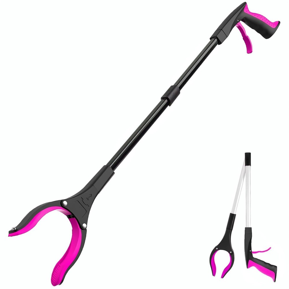 Grabber Reacher Tool - 32 Extra Long Foldable Gripper and Reaching Tool - Heavy Duty Pick Up Stick Grabbers for Seniors, Trash, Surgery Recovery Must Haves Gifts (Black Purple)
