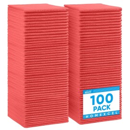 HOMEXCEL Red Microfiber Cleaning Cloth, 100 Pack Cleaning Towels for Kitchen, Lint Free, Scratch-Free, Highly Absorbent, and Reusable Cleaning Rags for House, Window and Glass, Cars, 11.5 X11.5 inch