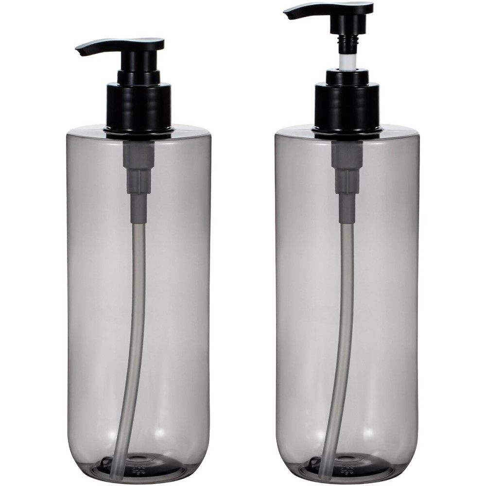 Yebeauty Soap Dispenser, 2 Pack 17oz/500ml Refillable Pump Bottle Dispenser Plastic Empty Shampoo and Conditioner Bottles Clear Black Lotion Container with Travel Lock for Bathroom Decor Upgrade