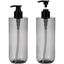 Yebeauty Soap Dispenser, 2 Pack 17oz/500ml Refillable Pump Bottle Dispenser Plastic Empty Shampoo and Conditioner Bottles Clear Black Lotion Container with Travel Lock for Bathroom Decor Upgrade
