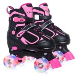 Nattork Kids Roller Skates for Girls - Pink for Big Kids Age 7 8 9 10 - Adjustable All Light up Wheels Indoor Outdoor Sports Birthday Gift for Son and Grandson